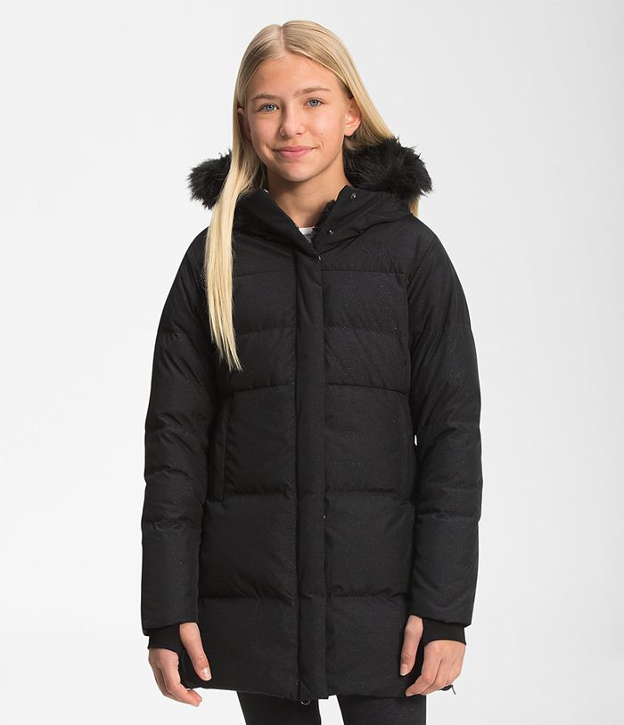 The North Face Girls Jacket Printed Dealio Fitted Parka 409ONHUDR - Black